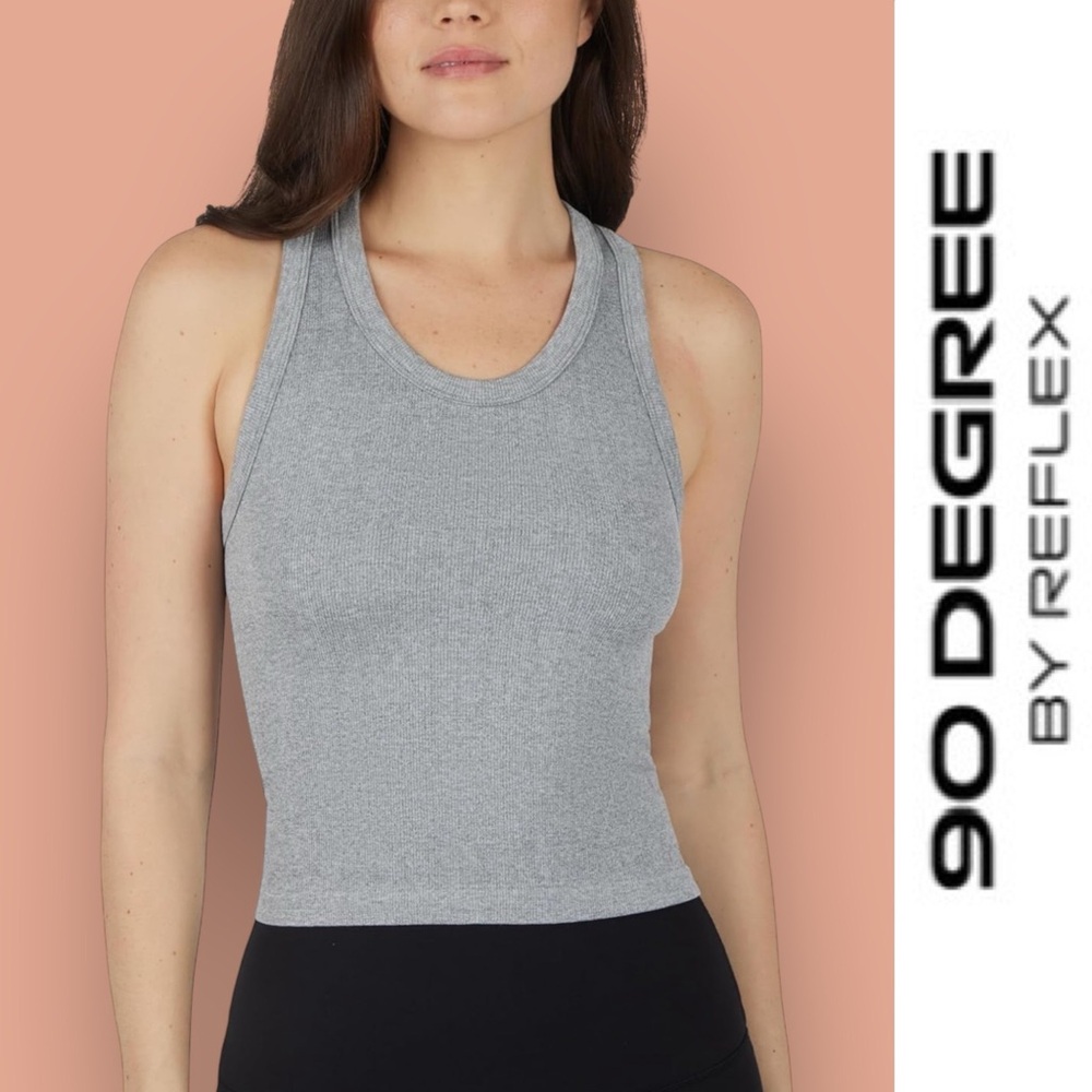 90 Degree By Reflex Heather Gray Sleeveless Top, Size L, MSRP $12